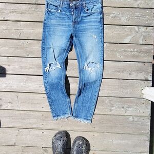 Zara Blue Distressed Ankle Jeans
